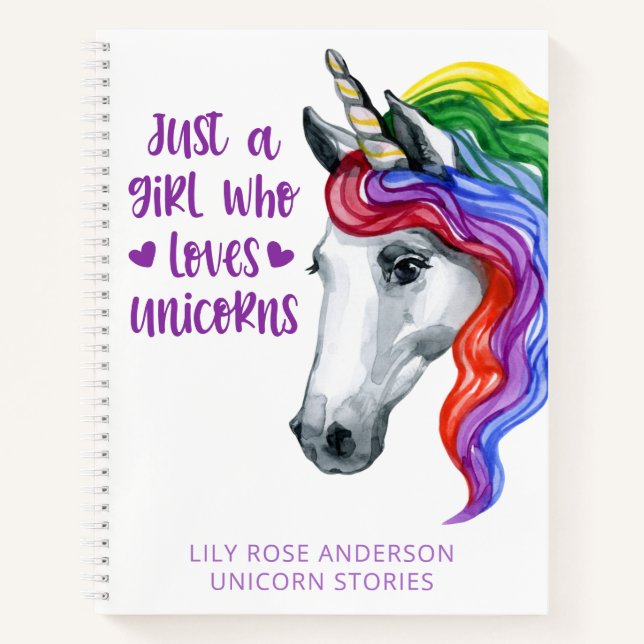 Watercolor Unicorn Name Notebook (Front)