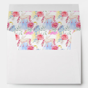 Watercolor Unicorn & Pegasus Pattern Envelope