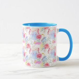 Watercolor Unicorn & Pegasus Pattern Mug