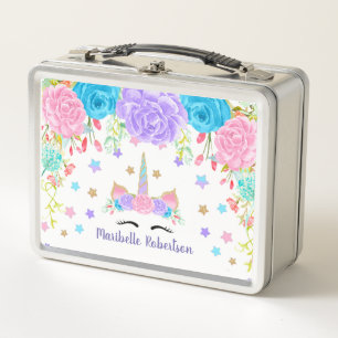 Watercolor Unicorn Personalised Custom Metal Lunch Box