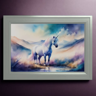Watercolor Unicorn Poster