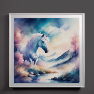 Watercolor Unicorn V Poster