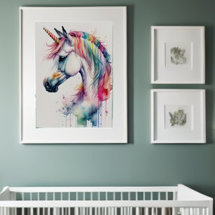 Watercolor Unicorn VI Poster