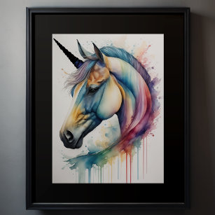 Watercolor Unicorn VII Poster