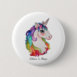 Watercolor Unicorn With Rainbow Hair 6 Cm Round Badge