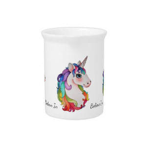Watercolor Unicorn With Rainbow Hair Pitcher