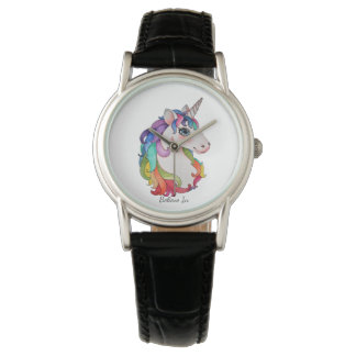 Watercolor Unicorn With Rainbow Hair Watch