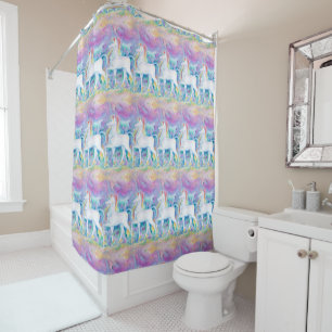 Watercolor Unicorns Shower Curtain