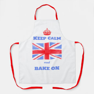Watercolor Union Jack Keep Calm Bake On Apron