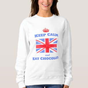 Watercolor Union Jack Keep Calm Eat Chocolate Sweatshirt