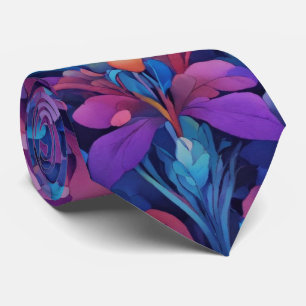 Watercolor Unique Luxury Floral Flower Print Tie