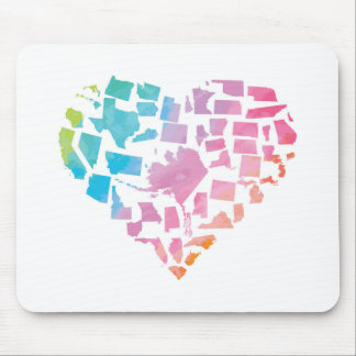 Watercolor United States Heart Mouse Pad