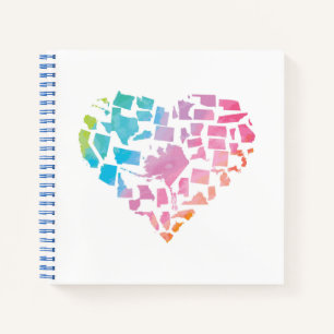 Watercolor United States Heart Notebook