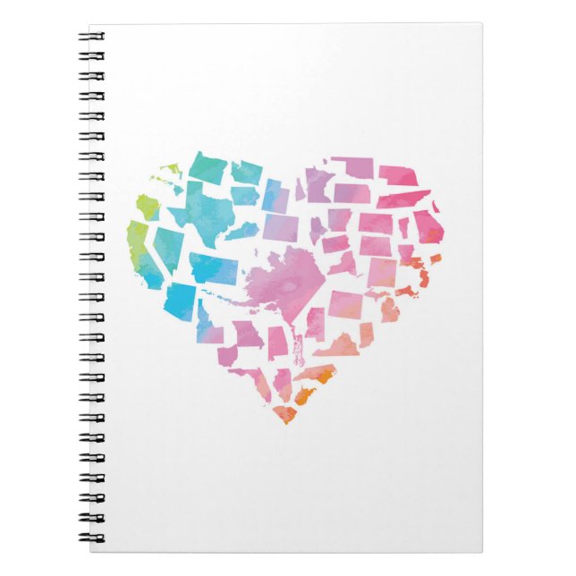 Watercolor United States Heart Notebook (Front)