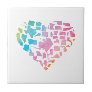 Watercolor United States Heart Tile