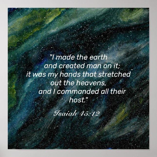 Watercolor Universe Isaiah Bible Verse Religious Poster (Front)
