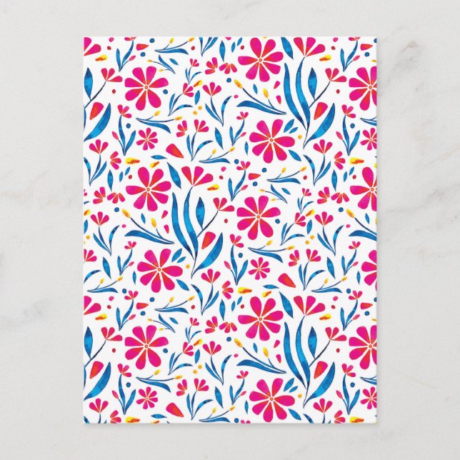 Watercolor Uplifting Floral Pattern Holiday Postcard (Front)