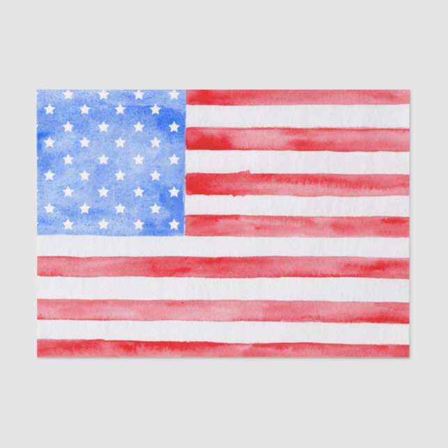Watercolor USA Flag Tissue Paper (Front)