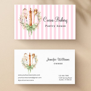Watercolor Utensils Kitchen Bakery Business Card