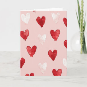 Watercolor Valentine Hearts Card