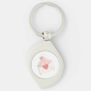 Watercolor Valentine Love Letter Envelope Key Ring