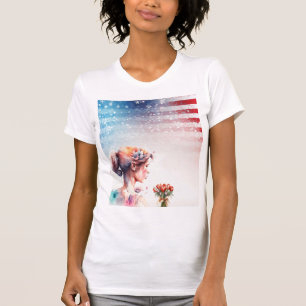 Watercolor Valentine’s Day with Patriotic Flair T-Shirt