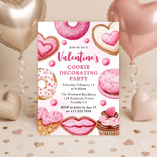 Watercolor Valentine's Cookie Decorating Party Invitation
