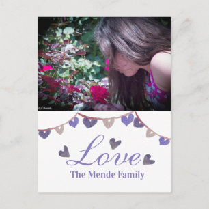 Watercolor Valentines Day Banner Heart Photo  Postcard