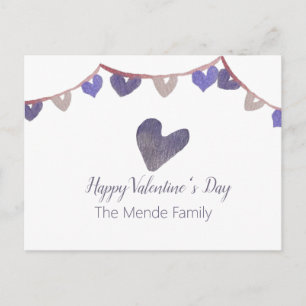 Watercolor Valentines Day Banner Heart  Postcard