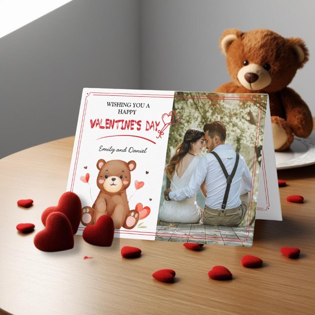 Watercolor Valentine's Day Photo Card for couple (Watercolor Valentine's Day Photo Card for couple)