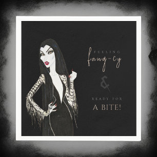 Watercolor Vampiress Fancy Halloween Napkin