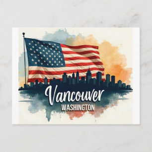 Watercolor Vancouver Washington State skyline Postcard