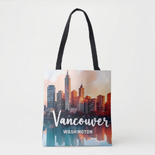 Watercolor Vancouver Washington State skyline Tote Bag
