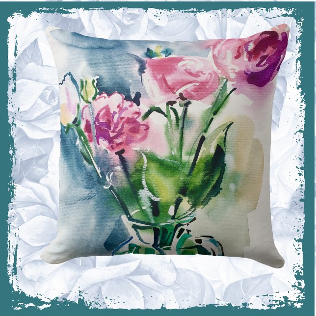 Watercolor Vase of Roses  Cushion (Creator Uploaded)