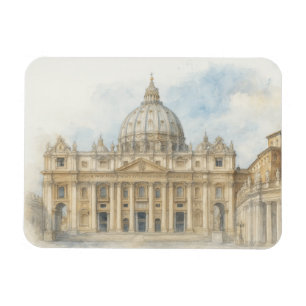 Watercolor Vatican   St. Peter’s Basilica Italy Magnet