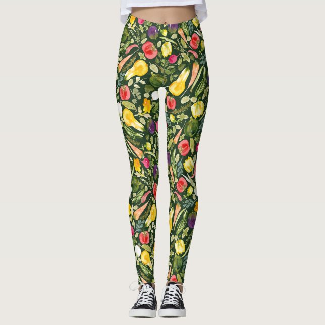 Watercolor Vegan - eat the rainbow Leggings (Front)