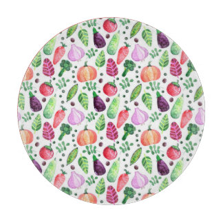 Watercolor Vegetable Garden Pattern  Cutting Board