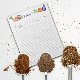 Watercolor Vegetables, Culinary Recipes   Notepad