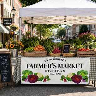 Watercolor Vegetables Custom Farmers Market Banner