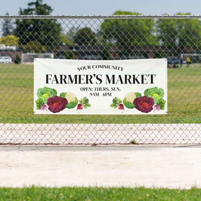 Watercolor Vegetables Custom Farmers Market Banner (Insitu)