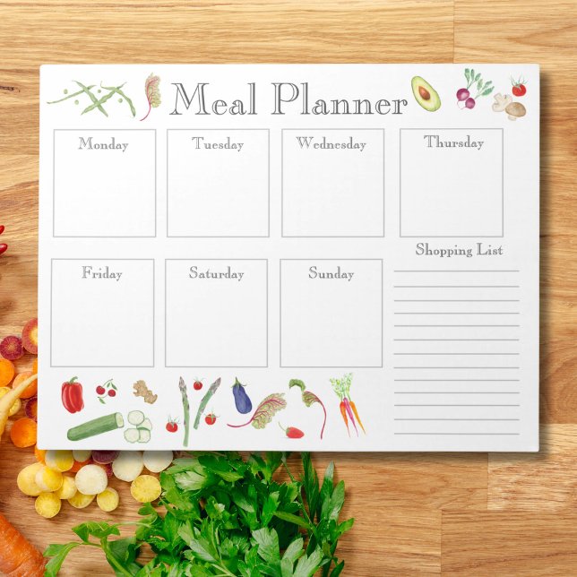Watercolor Vegetables & Fruit Meal Planner Notepad (Creator Uploaded)