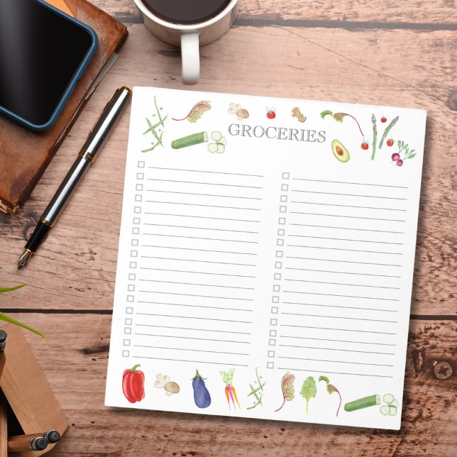 Watercolor Vegetables Grocery List Notepad (Creator Uploaded)