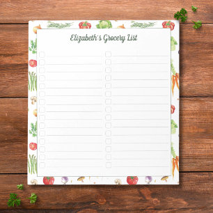 Watercolor Vegetables Grocery Shopping Check List Notepad