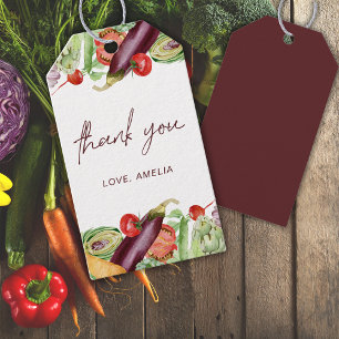  Watercolor Vegetables Neutral Gender Baby Shower Gift Tags