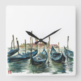 Watercolor Venice Square Wall Clock