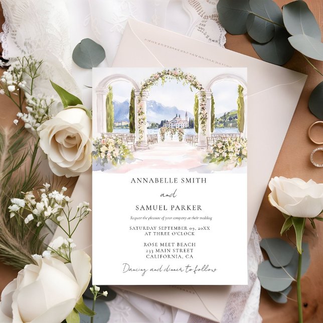 Watercolor Venue Illustration Wedding Invitation (Creator Uploaded)
