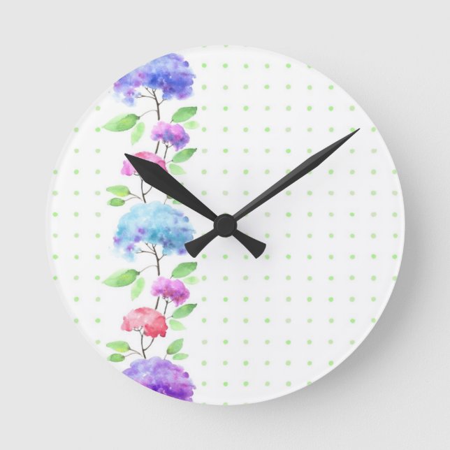 Watercolor vertical seamless pattern border round clock (Front)