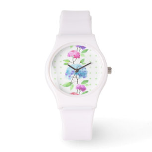 Watercolor vertical seamless pattern border watch