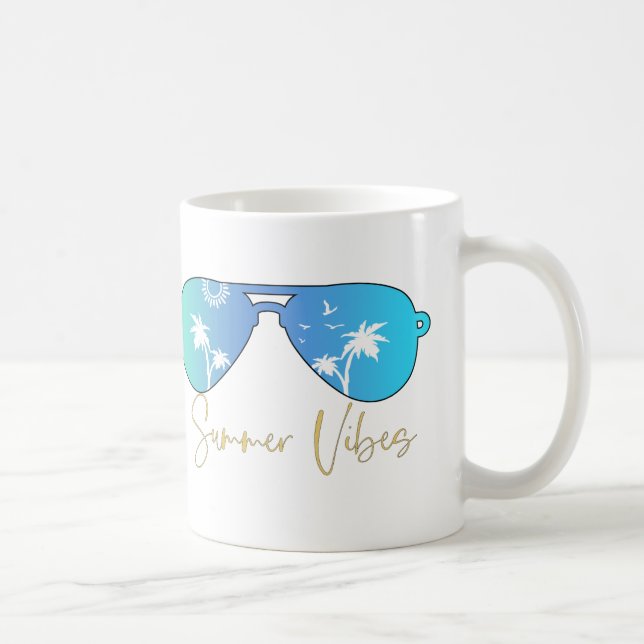 Watercolor  Vibes Sunglasses Coffee Mug (Right)