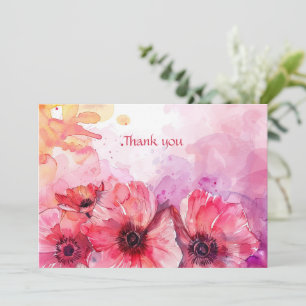 Watercolor Vibrant floral Thank You Card